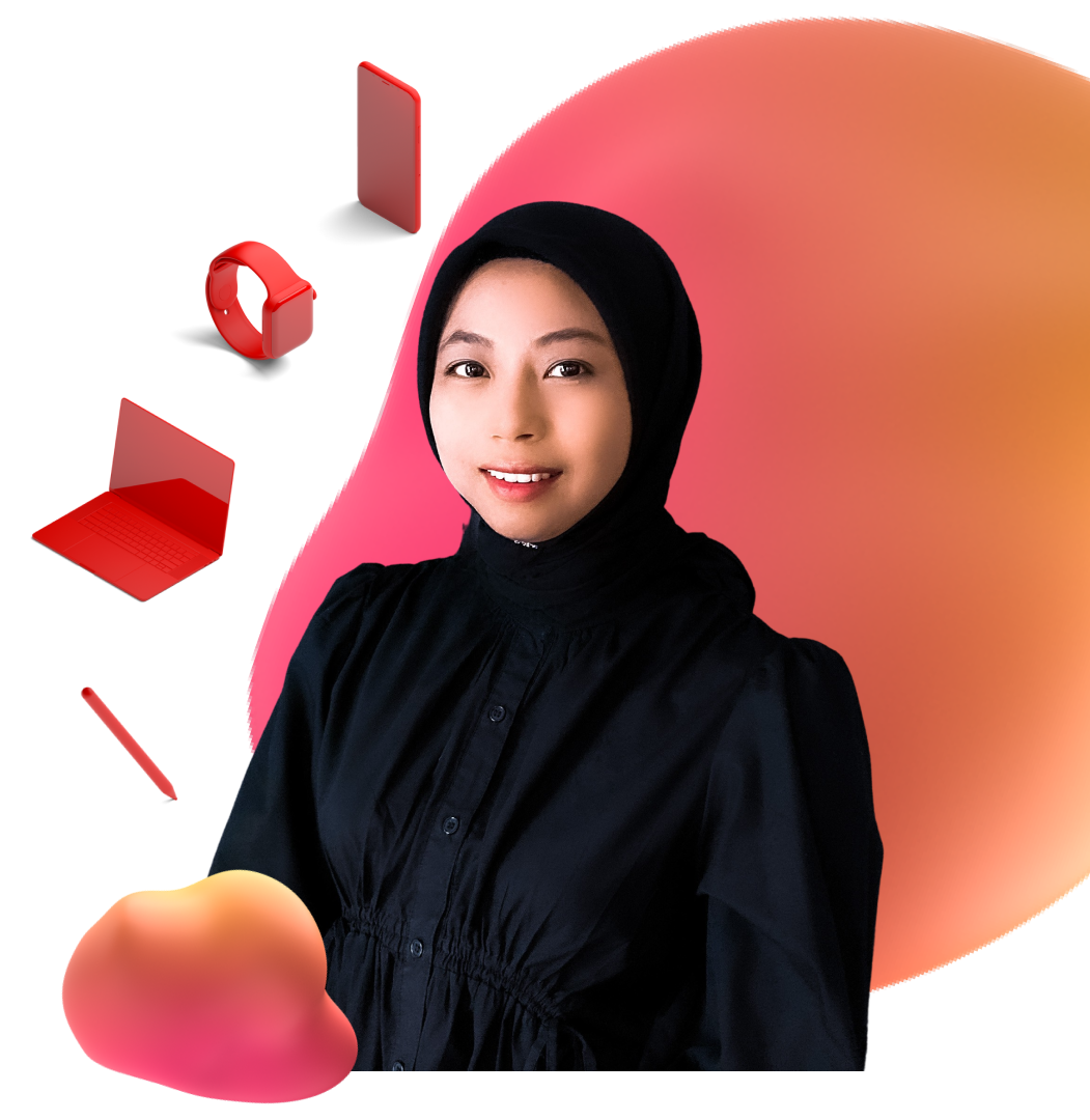 Fitra's Photo with icon of laptop, tablet, digital pen, phone, and smartwatch around